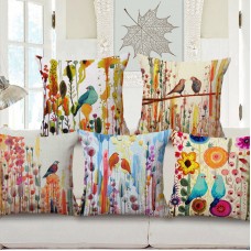 18x18 Home Cotton Linen Car Sofa Bed Decor Waist Cushion Pillow Case Cover Bird   272915892760